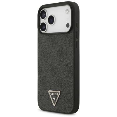2. Guess Leather 4G Triangle Strass MagSafe Case for iPhone 17 Pro Max / 18 Pro Max - Black