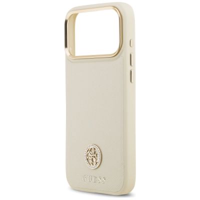 6. Guess Grained Strass Logo MagSafe case for iPhone 17 Pro Max - beige
