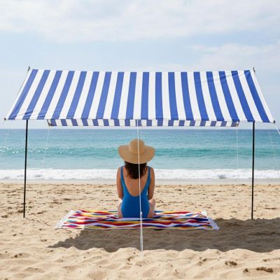 6. TENT ROOF SUN SAIL WITH POLES 3X1.7M BLUE