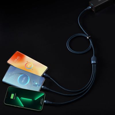 8. Baseus Flash Series II cable USB - USB Type C / Lightning / micro USB 100 W 1.2 m blue (CASS030003)