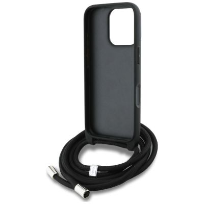 6. Karl Lagerfeld Crossbody Grained Pattern & Logo Case for iPhone 16 Pro Max - Black