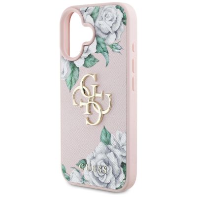 6. Guess Grained Roses Big 4G logo iPhone 16 case - pink
