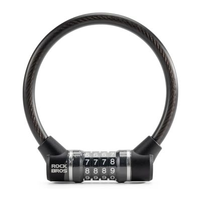 Rockbros 87639-4 bicycle lock with code and steel cable - black