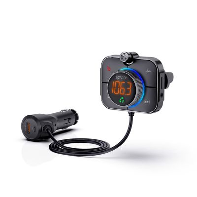 24. SAVIO TR-14 CAR FM TRANSMITTER WITH BLUETOOTH AND CHARGER, QUICK CHARGE 3.0 AND POWER DELIVERY, NOISE REDUCER