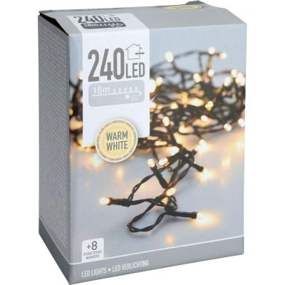 15. CHRISTMAS TREE LIGHTS LIGHT CHAIN 240 LED TIMER WARM WHITE