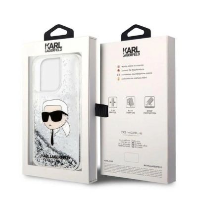 8. Karl Lagerfeld Glitter Karl's Head case for iPhone 14 Pro Max - silver