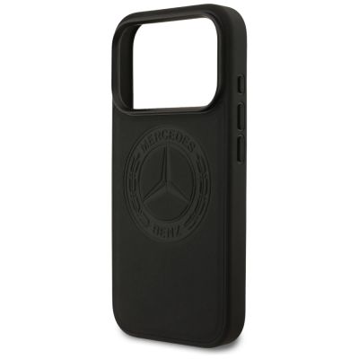 6. Mercedes Leather Vintage Logo MagSafe Case for iPhone 17 Pro - Black