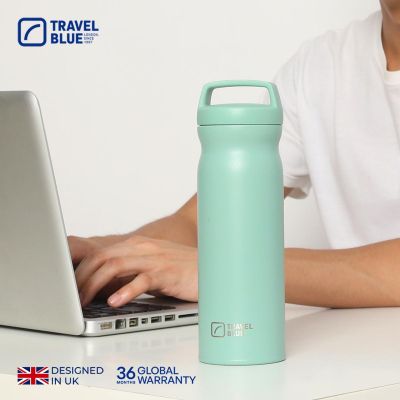 6. TRAVEL BLUE GREEN THERMAL BOTTLE