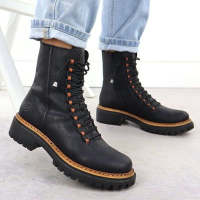 6. Women's black worker boots Rieker 72653-00