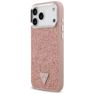 2. Guess Glitter Triangle Logo MagSafe Case for iPhone 17 Pro Max - Pink