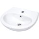 Wall-mounted ceramic washbasin with space for a tap
