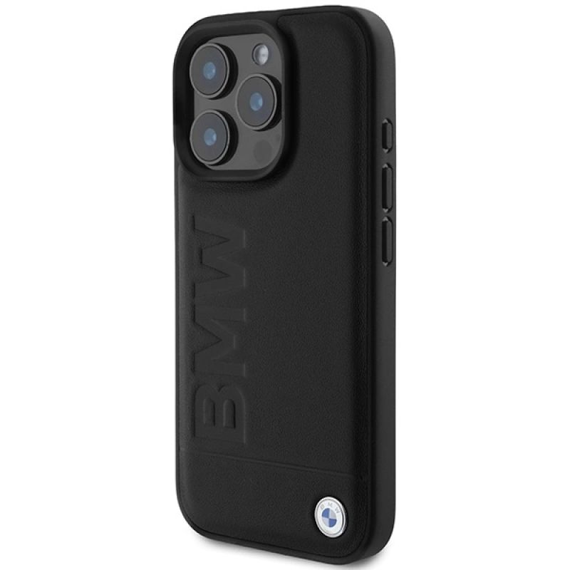 3. BMW Leather Hot Stamp iPhone 16 Pro Case - Black