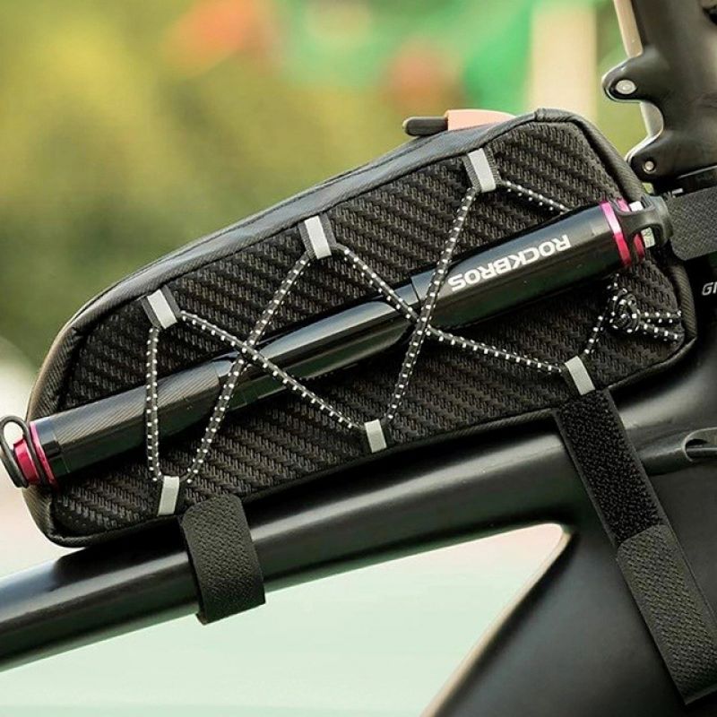 5. Rockbros 039BK 1 l bike frame bag with braided design – black