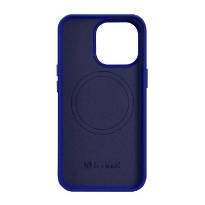 3. iCarer Litchi Premium Leather Case iPhone 14 Pro Max Magnetic Leather Case with MagSafe Dark Blue (WMI14220712-DB)