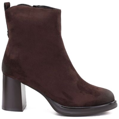 2. Women’s Chocolate Brown Heeled Platform Ankle Boots Potocki SZ12844