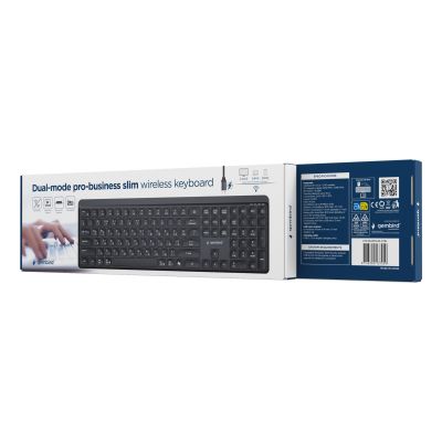 15. GEMBIRD WIRELESS KEYBOARD + MOUSE SET SLIM PRO BUSINESS, DUAL MODE: 2.4 GHZ + BT, RU LAYOUT, BLACK