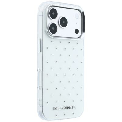 4. Karl Lagerfeld IML Rhinestones Allover and Electroplated Logo Case for iPhone 17 Pro Max / 18 Pro Max - White