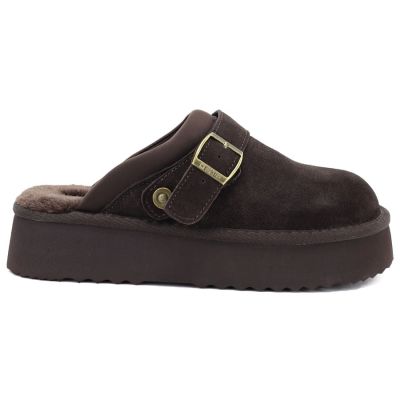 6. Women's leather insulated flip-flops on a chocolate platform Big Star UU274697