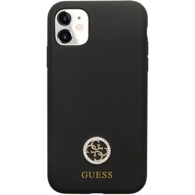 3. Guess GUHCN614DGPK Case for iPhone 11 / Xr - Black Silicone Logo Strass 4G