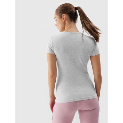 4. Women's elastic slim plain T-shirt 4F