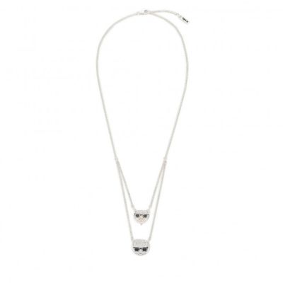 7. KARL LAGERFELD SILVER NECKLACE K/IKONIK PAVE