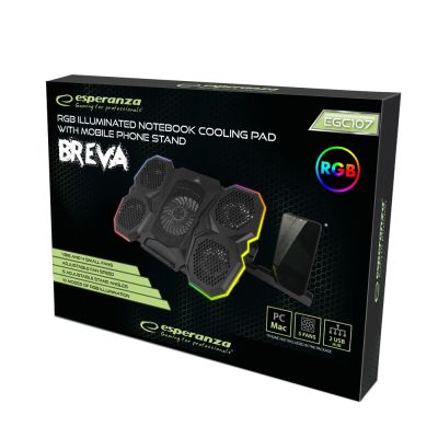 8. ESPERANZA GAMING COOLING STAND WITH PHONE STAND RGB LED BREVA EGC107