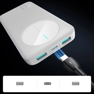 8. Powerbank Joyroom JR-PBF12 10000mAh 2.4A 2x USB-A 1x USB-C - white