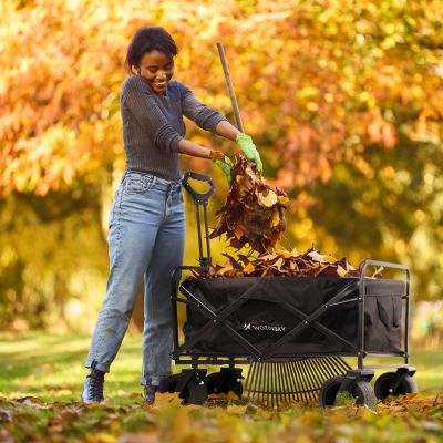 12. Wozinsky WZP-100 beach, tourist, garden trolley, durable, wide wheels, with safety net up to 100 kg - black