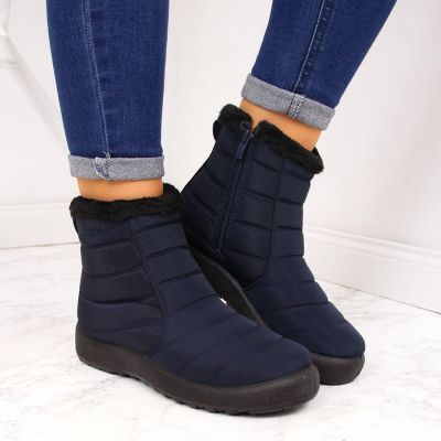 3. NEWS W EVE181B waterproof zipper snow boots navy blue 