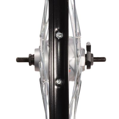 15. 28 INCH FRONT WHEEL WITH SHIMANO HUB BLACK RIM