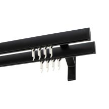 Double Apartment Curtain Track BLACK 160 CM with Curtain Hooks KOWALSKI