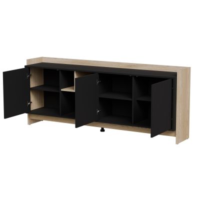 2. PORTO 3D chest of drawers 190x38x77 oak/black