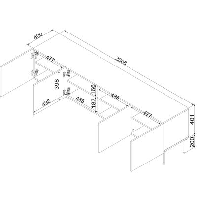 3. 4D TV cabinet PALAZZO BIS 201x40x60 white matt