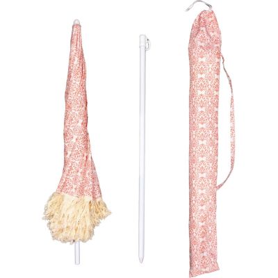 8. BEACH AND GARDEN UMBRELLA WITH FRINGE 174 CM RED