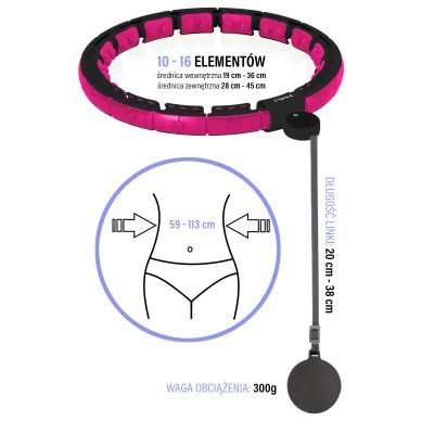 15. HHM16 HULA HOP BLACK/PINK WITH MAGNETS AND WEIGHT + HMS COUNTER