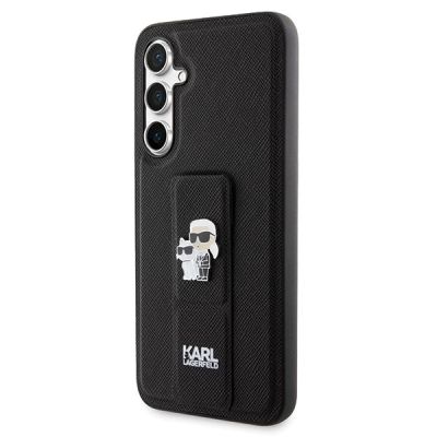 2. Karl Lagerfeld Gripstand Saffiano Karl&Choupette Pins case for Samsung Galaxy S23 FE - black