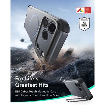 2. ESR Cyber ​​Tough Kickstand MagSafe Case for iPhone 18 Pro Max / 17 Pro Max - Gray