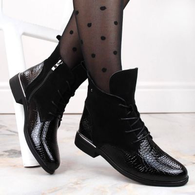 3. Filippo W PAW476 black patent leather insulated ankle boots