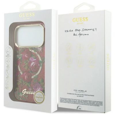 8. Guess IML Glitter Blossom Roses case for iPhone 17 Pro Max / 18 Pro Max - burgundy