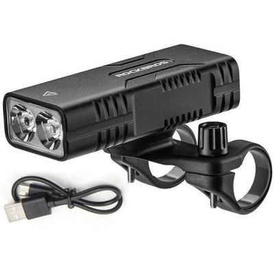2. Rockbros 24310002001 Bicycle Light, 850 lm, with Power Bank Function + USB-C to USB-A Cable – Black