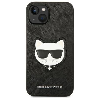 3. Karl Lagerfeld Saffiano Choupette Head Patch Case for iPhone 14 Plus - Black