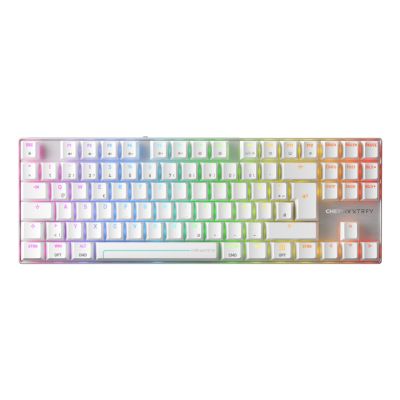 CHERRY MX 8.2 Pro TMR Wireless Gaming Keyboard USB + RF Wireless + Bluetooth QWERTZ German Silver, White
