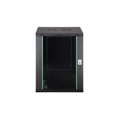 8. DYNAmic 19" 16U wall-mounted network cabinet 600x600, glass door, black, undivided, assembled, 60kg