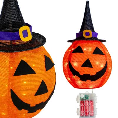 11. DECORATIVE PUMPKIN WITH HAT 68CM HALLOWEEN 30LED