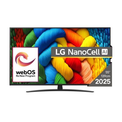 2. LG NanoCell 55NANO81A3A 55'' 4K Ultra HD WebOS Dolby Digital DVB-T2 Black TV