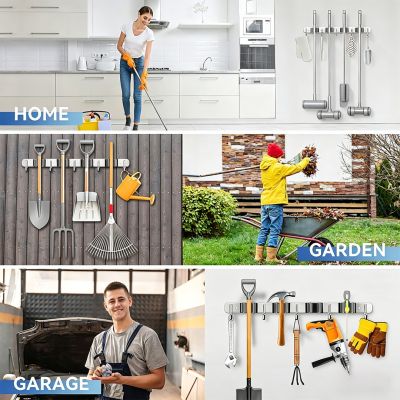 7. MACLEAN WALL ORGANIZER FOR GARDEN TOOLS AND MOPS, STEEL, WITH HOOKS, MAX LOAD 20KG, WIDTH 49CM MC-184