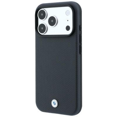 2. BMW Kevlar Metal Logo MagSafe Case for iPhone 18 Pro / 17 Pro – graphite