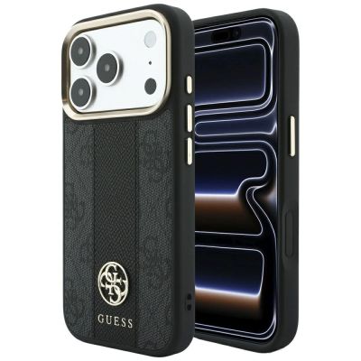 Guess 4G with Stripe Round and Classic Logos MagSafe Case for iPhone 17 Pro Max / 18 Pro Max - Black