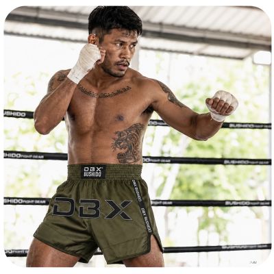 4. Men’s ARMY GREEN V1 COMBATWEAR Muay Thai Shorts | DBX Bushido