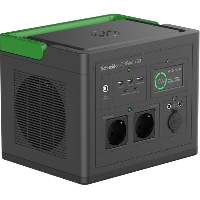 10. Portable Power Station APC OffGrid 730, 738 Wh lithium-ion, LCD, 2 CEE 7/3 Schuko sockets, Sinewave, 3 USB-A, 2 USB-C, wireless charger